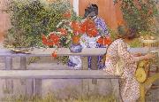 Carl Larsson Karin and Brita with Cactus oil painting artist
